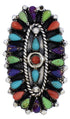 Needlepoint Multicolor Genuine Sterling Silver Ring Size 6-1/4 YX35140